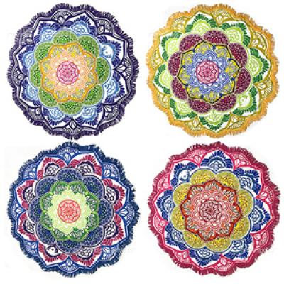 Polygonal Lotus Petals Beach Towel