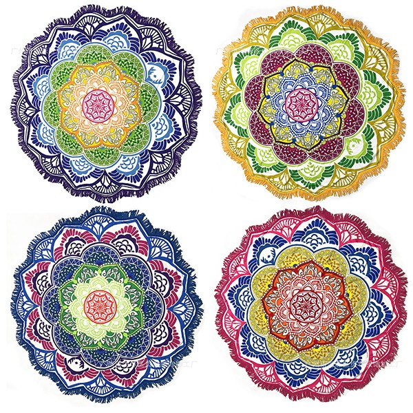 Polygonal Lotus Petals Beach Towel