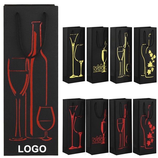 Single Bottle Wine Paper Bag Carrier